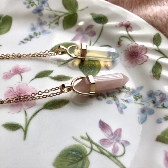 Crystal Gemstone Gold Chain Necklace - Picture 2 of 9